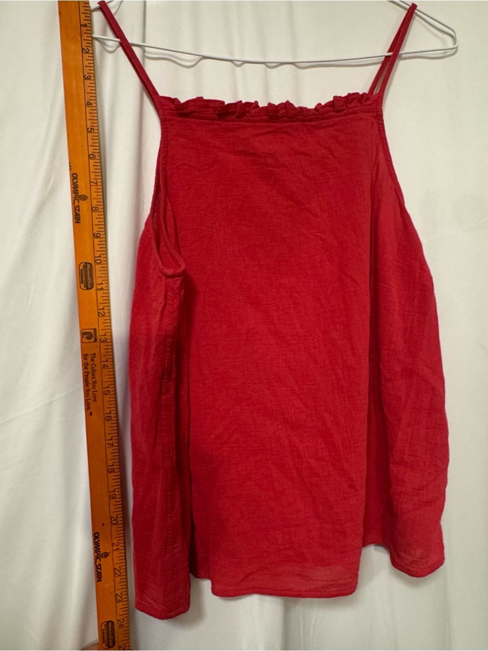 Universal Thread Bright Red Ribbed Cami with Ruffle Neckline - Picture 4 of 7